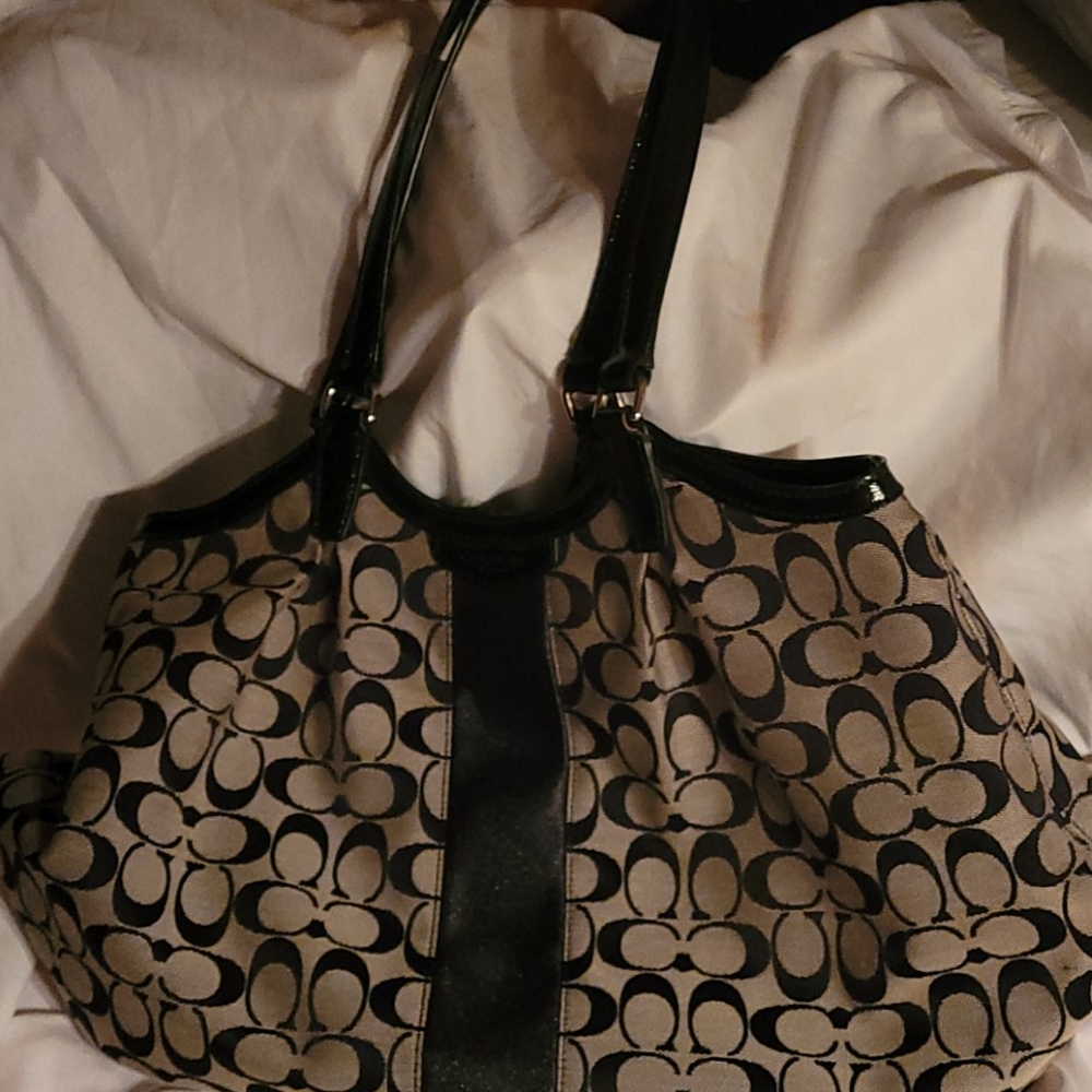 Black and white Coach Satchel